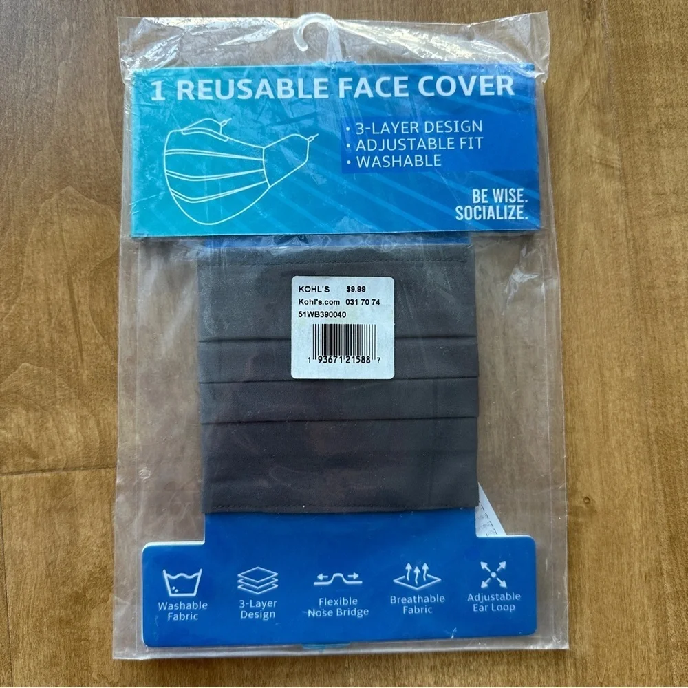 Set of 4 Reusable Face Masks, Black/Cheetah Print/Colored, NWT